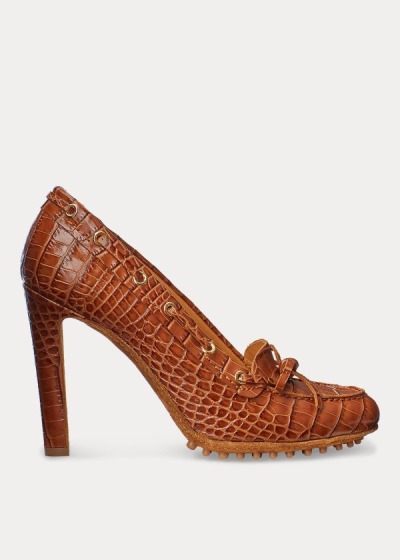 Women's Ralph Lauren Lorean Embossed Calfskin Pumps | 356470MBZ